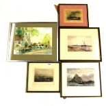 A quantity of mixed Essex and other watercolours and early prints featuring Little Wakering,