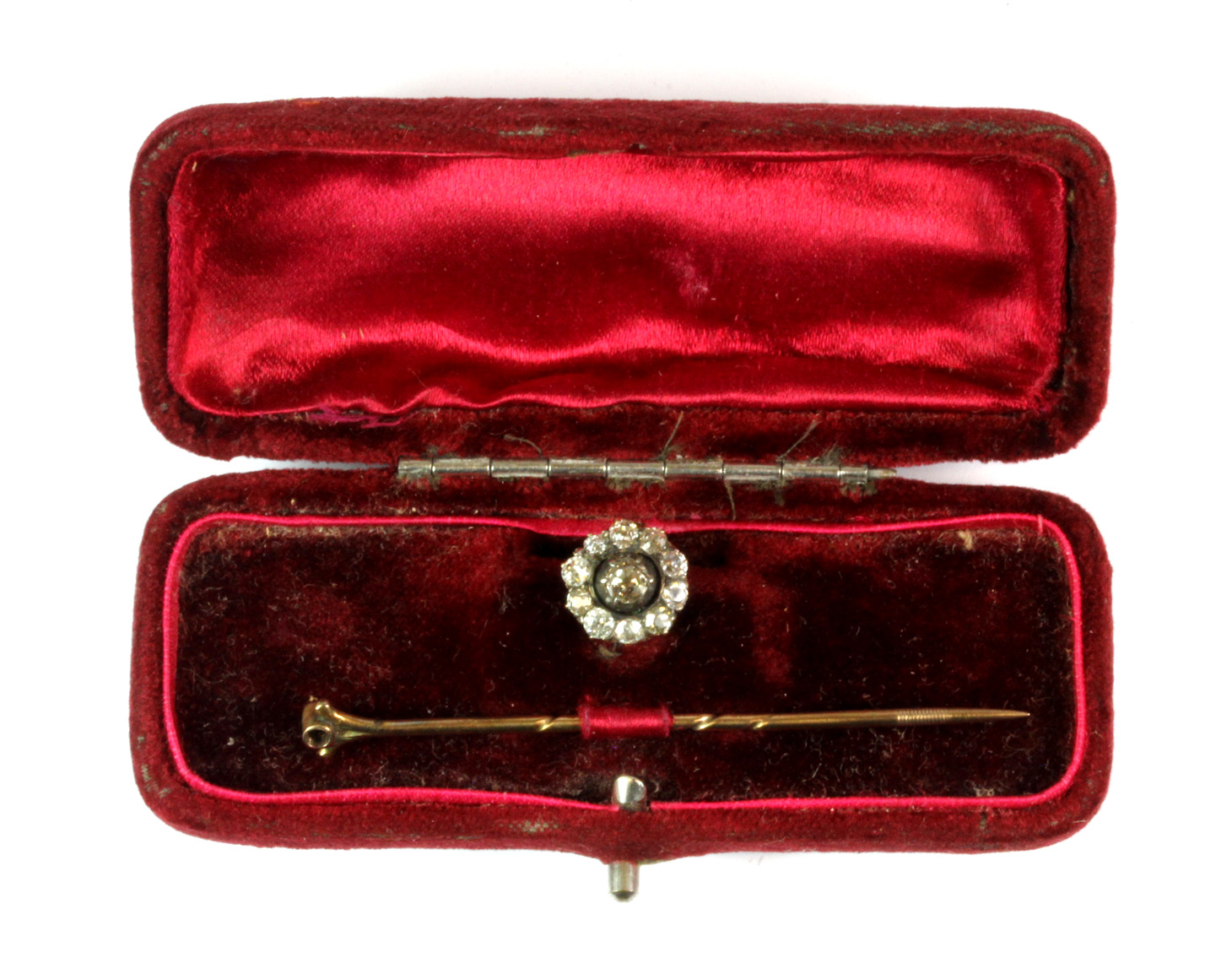 A lovely Edwardian 18ct yellow gold diamond set stick pin (overall approx. 1ct diamonds). Est. £