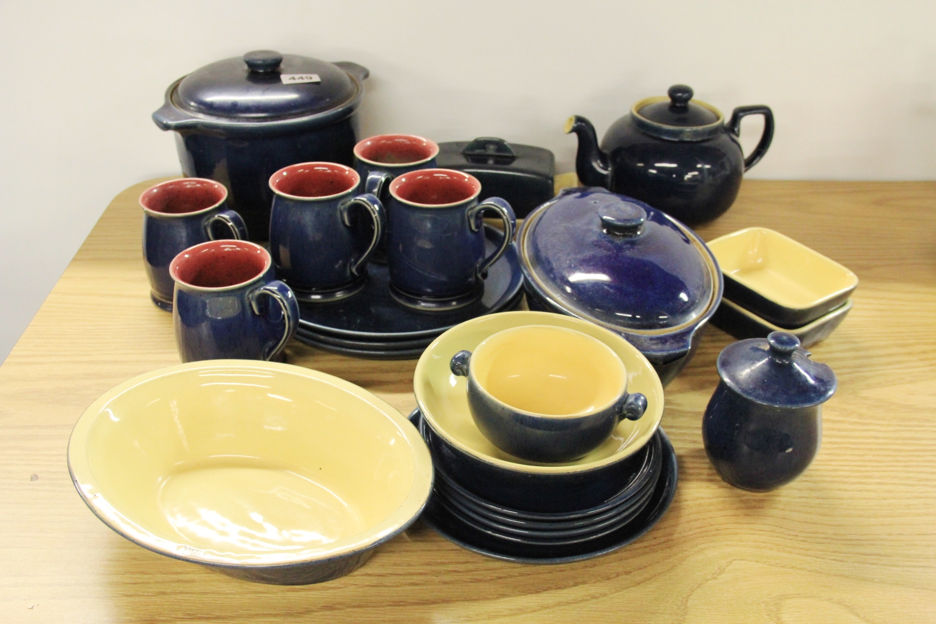 A quantity of blue Denby stoneware china.