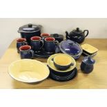 A quantity of blue Denby stoneware china.