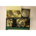 A quantity of vintage buttons, costume jewellery, etc.