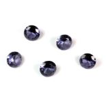 Five unmounted brilliant cut faux alexandrites.