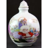 A lovely quality early 20th century Chinese hand enamelled porcelain snuff bottle of the Happy