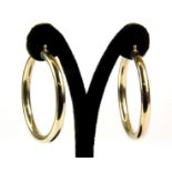 A pair of heavy 9ct yellow gold hoop earrings, dia. 5 cms (approx. 7.9gr). Est. £90 - £120.