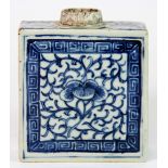 A 19th century Chinese hand painted porcelain tea caddy, H. 13cm.