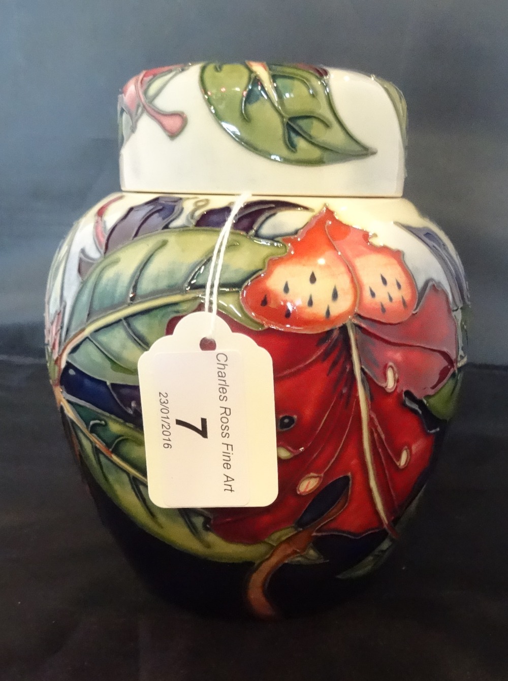 A Moorcroft ginger jar in the Simeon pattern, designed by Philip Gibson,