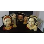 A collection of five Royal Doulton character jugs, to include: Henry VIII (D6642),