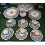 A Wedgwood blue Florentine W2714, part-dinner service, comprising: oval dishes, six coffee cans,