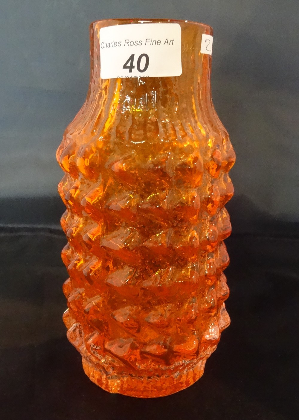 A Whitefriars Geoffrey Baxter designed orange pineapple vase (18cm).