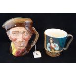 A Royal Doulton Character jug 'Arry' (17cm), together with a Beswick Romeo & Juliet themedmug, no.