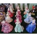 A collection of twelve Coalport Ladies of Fashion figurines,