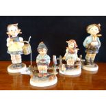 Four Hummel figurines, to include: a pair numbered 1938, a Whistling Boy no.