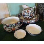 A five piece Royal Doulton wash set, numbered D2252, comprising: washbowl and jug,