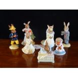 Seven Royal Doulton Bunnykins figurines, to include: Bride & Groom, New Baby, Good Night, Fireman,