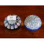 Two Millefiore glass paperweights, each circa 7.5cm diameter.