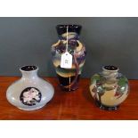 Three pieces of Moocroft, to include: a Western Isles pattern baluster vase,