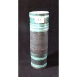 A tall cylindrical studio pottery vase, signed Clive Brooker 'Stanmore', (25cm).