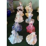 A collection of ten Coalport figurines,