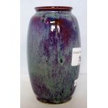 A Ruskin pottery vase of Ovoid form, decorated with a shaded mauve/turquoise souffle glaze,