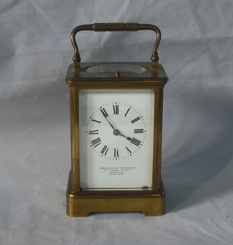 An early 20th century gilt brass carriage clock,