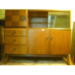 A circa 1960's/70's walnut veneered and glazes sideboard.