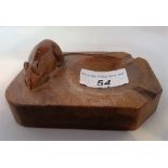 A Robert Thompson (Mouseman) carved oak ashtray.