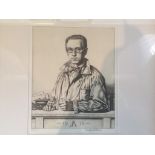 After Stanley Anderson, a 1933 self-portrait of the artist, a line engraving,