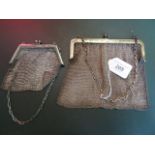 Two silver mounted chain mesh evening purses.