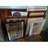 Twelve framed and glazed pictures and prints,