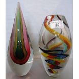 A Murano cased glass dump of teardrop form,