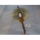 An early/mid-20th century Italian olive wood handled cockade fan,