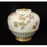 A late 19th century Royal Worcester jar and cover, shape number 1286,