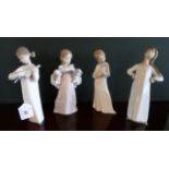 Three Lladro figurines, numbered 4872, 6419 & 4871, together with a Nao figurine.