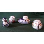 Four Royal Crown Derby paperweights, to include: a Poppy Mouse, a small duck,