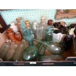 A interesting collection of 19th century and later stoneware and glass bottles,