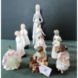 Six Royal Doulton ceramic figurines, to include: Sara (HN3219), Storytime (HN3695),