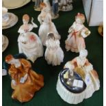 Six Royal Doulton figurines, comprising: Birthday Girl (HN3423), Patricia (HN2715), Dawn (HN3600),