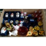 A quantity of ceramics and glass, to include: three boxed Limoges hand painted egg trinket boxes,