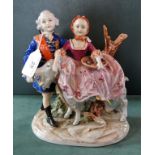 A German Unter Weiss Bach porcelain figure group,