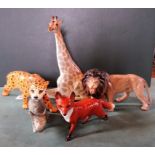 A large Beswick model of a cheetah in gloss finish (29cm long), together with a Beswick fox,