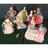 Seven Royal Doulton figurines, to include: Afternoon Tea (HN1747), Loretta (HN2337),