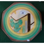 A 1930's Clarice Cliff octagonal plate for Newport Pottery,