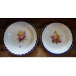 A pair of Derby Rothschild Service plates, pattern 100, attributed to Billingsley circa 1790,