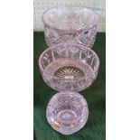 A large Sudety lead crystal cut glass punch bowl (28cm diameter),