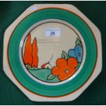 Clarice Cliff for Newport Pottery, an octagonal plate, 1930's,