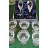 A set of six Stuart cut glass crystal champagne bowls,