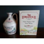 A ceramic bottle of Edradour Single Highland Malt Scotch Whisky, aged 10 years, in original box,