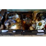 Two boxes containing a quantity of ceramics and glass, to include: two Royal Cauldon tureens,