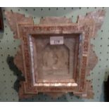 A late 19th century wooden framed mother of pearl inlaid miniature icon,