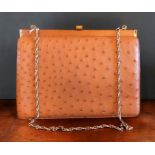 A mid-20th century lady's Ostrich skin shoulder bag by Corbeau, together with an Ostrich purse,